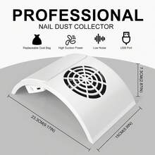 USB Powered Nail Dust Collector With 2 Reusable Filters - Portable 858-M5 Acrylic Nail Dust Extractor Fan (Plug And Play) Nail Art Tool - White - White - View 5