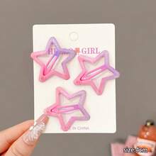 9个装女士Y2K闪亮星星发夹，可爱渐变发卡，4厘米五角星BB夹，多功能侧刘海发饰，适合日常佩戴，头部饰品，发夹 - 彩色 - 查看 6