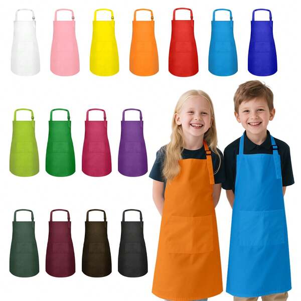 2Pcs Adjustable Kids Painting Apron ,Kids Art Aprons, Durable Cooking Apron For Boys And Girls, With Pockets, For Kitchen,Laboratory Activity, Painting And Baking Crafts Wear