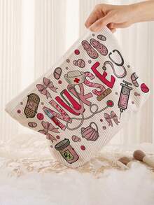 Nueva bolsa de cosméticos de pana con diseño de MEDICINA, bolsa médica, bolsa de almacenamiento con cremallera de pana, diseño colorido para medicamentos, ilustraciones médicas vibrantes, cosméticos y artículos de viaje esenciales, bolsa de cosméticos ligera, bolsa de almacenamiento de cosméticos, bolsa de tocador multifuncional, bolsa de tocador portátil para el cuidado de la piel, bolsa de cosméticos de gran capacidad, adecuada para viajes de mujeres, útiles escolares, necesidades de viaje, regalos de Año Nuevo