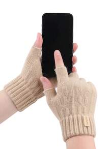 iwarm 1 双高品质羊驼毛半指手套，保暖舒适，适合秋冬季办公、骑行、户外活动，是馈赠佳品，也是雪地手套的理想之选。 - 米色 - 查看 3