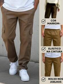 Men's Light Brown Cargo Pants With Drawstring Waist And Slight Stretch Long Trousers Loose Casual Streetwear Skateboard Unisex - 摩卡棕 - 查看 1