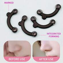 [1 套硅胶鼻托增强器] 硅胶鼻托增强器套装，3D 隐形鼻托，无香型，非电动，无需电池鼻部矫正工具，带透明盒包装，用于面部护理 - 黑色 - 查看 2