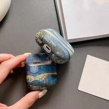 Creative Graffiti Oil Painting Protective Case Compatible With Airpods Pro 3/Pro 2, 1/2/3 Earphones, Anti-Drop Cover - Blue - View 6