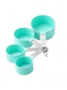 4pcs Stainless Steel Baking Utensils Set - Measuring Spoons, Cups With Scales, Plastic Measuring Scoops, Kitchen Tools - Green - View 9