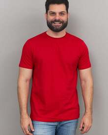100% Cotton Men's Basic Short Sleeve T-Shirt - Red - View 1