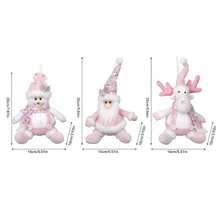 1pc New Christmas Sitting Plush Doll Santa Claus, Snowman, Reindeer, Pink Stuffed Doll, Ideal Gift For Girls, Best Friends, Lovers, Christmas Decoration