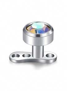 14G Dermal Anchor Tops And Base 316L Stainless Steel Dainty CZ Microdermals Body Piercings Studs Punk Personalized Jewelry Gifts For Women Hypoallergenic Multiple Styles - Silver - View 8