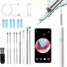 Ear Wax Removal, Ear Cleaner With Camera And Light, Ear Wax Removal Kit With9 Pcs Set, Ear Wax Removal Tool Camera With 1080P, Ear Cleaning Kit With 6 Spoons, Ear Camera For IOS & Android - Black - View 1
