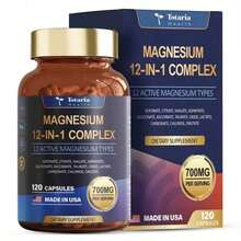12-In-1 Magnesium Complex 700mg Supplement Capsules - Relaxation Muscle, Heart Health, Stress Relief, Vegan, 120 Caps - 1PCS - View 9
