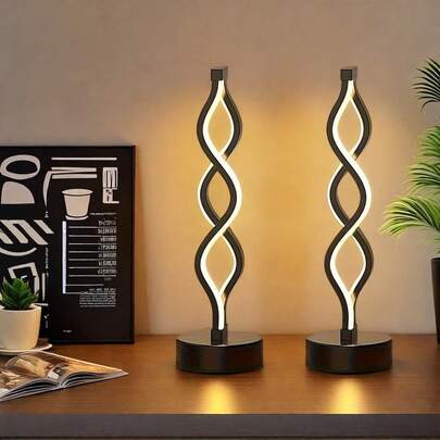 2 Stücke moderne minimalistische hochwertige Metall Spiral Retro Schreibtischlampe, dreifarbig einstellbare USB betriebene Buch Tischlampe, ohne Batterie erforderlich, mit Knopfsteuerung, geeignet für Schlafzimmer/Büro/Nachttisch/Bücherregal/Wohnzimmer Heimdekoration, die beste Wahl als Geschenk, Zuhause, LED-Licht, LED-Leuchten, Weihnachtsdekoration, Weihnachtsdekoration für Zuhause, Schlafzimmer, Lampe, Leselicht, Nachtlicht