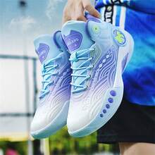 2025 New Versatile Basketball Shoes, Comfortable Non-Slip Men's Sports Shoes, Friction Sounding Casual Shoes, Outdoor Thick-Soled Elevator Shoes, Dominate Basketball Court & Playground Running Shoes, Unisex Sports Shoes, Luminous Version, Size: 36-45 - Gray Purple - View 14