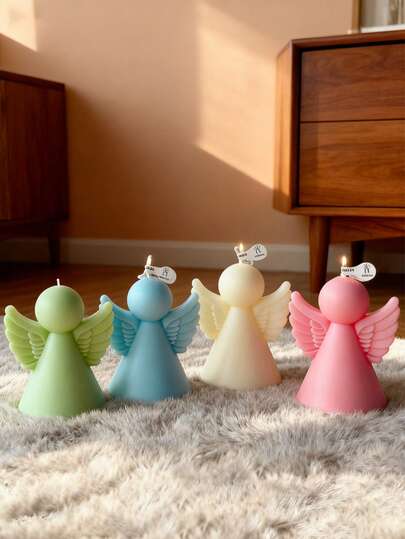 1 Little Angel Wings Aromatherapy Candle - Wedding Gift Photography Prop Romantic Decoration Ornament Ornament, Cute Angel Shaped Candle - Aromatherapy Wedding Gift Decoration Bridal Gift Party Photography Prop, Using Natural Soy Wax, Gentle And Non Irritating, Can Burn For A Long Time, Smoke-Free Burning