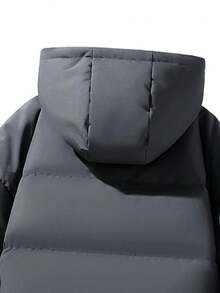 男士夹克，简约纯色连帽夹克，时尚舒适休闲运动外套，大口袋设计运动夹克 - 深灰色 - 查看 6