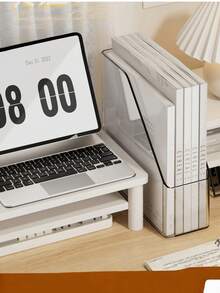 1pc Multi-Functional Desktop Book Stand - Holds Upright, Transparent Storage Box With Multi-Grid Design, Portable Document Organizer For Office, Study, And Home Use - Space-Saving, Durable, And Easy To Assemble