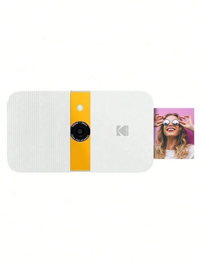 Kodak Câmera Polaroid Smile: fotos instantâneas, impressão sem tinta. Qualidade de imagem HD de 10 megapixels. Salve e imprima depois. Visor LCD deslizante para maior liberdade criativa. Branco padrão.