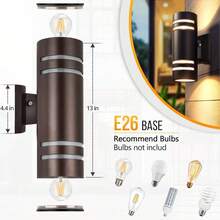 Iluminación exterior, IP63 Impermeable Arriba Abajo Porche Luces al aire libre, Aceite de Bronce Frote Iluminación Exterior de Aluminio, Luces al aire libre para la Casa - 1 - Ver 5