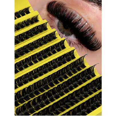 160pcs D-Curl Fluffy False Eyelash Clusters, 100pcs D-Curl Lash Clusters, 0.07mm D-Curl 8-16mm Mixed Natural Eyelash Extensions, Super Thick & Long Lash Clusters, Curled Individual Lashes, Thin & Long Lashes, Cartoon Effect Long Lashes, Suitable For Beginners Home Use. 160pcs Super Dense False Lashes, 160pcs Large Capacity.
