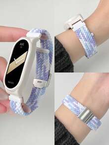 1pc Set Unisex Elastic Breathable Adjustable Braided Watchband And Soft Cute Hollow PC Protective Case, Compatible With Mi Band 10/9/8/7/6/5/4/3/NFC,With Mi Smart Band 9 Active/8 Active/Redmi Band 2,Compatible With Huawei Smart Band 10/9/8/7/6 Honor Band 9/7/6,With Galaxy Fit 3 - Spring Sakura - View 7