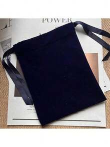 Gucci Velvet Drawstring Cosmetic Bag Purse Bag Pouch Navy Gold Drawstring For Women Purses Inner Bag - 藏蓝色 - 查看 5