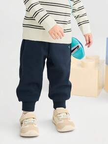 Balabala 儿童羊毛慢跑裤 幼儿款 2025 冬季 温暖舒适 - 深藍 - 查看 1