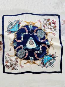 1pc Bandana With Geometric Pattern Print, Suitable For Daily Use As Hair Scarf, Neck Scarf, Headband - Multicolor - View 2