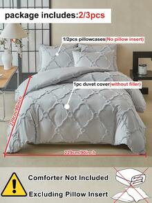 2/3pcs Light Grey Diamond Pattern Tufted Polyester Duvet Cover Set, Chic Modern Luxury Queen Size Bedding Set For All Seasons (1 Duvet Cover+ 1/2 Pillow Shams), Soft& Breathable, No Filler - Grey - View 4