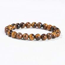 1pc 6/8/10mm Natural Stone Beaded Bracelet, Bohemian Style Tiger Eye/Amethyst/Agate Healing Stone Bracelet, Layerable Colorful Handmade Jewelry For Women - Multicolor - View 46