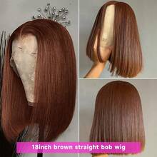 Realove 13X4 Straight Wigs Glueless Wig Human Hair Wear And Go Transparent Lace Front Wigs Human Hair Chocolate Brown Wig Bob Wigs Human Hair Wigs Glueless Wigs Pre Plucked 40 Inch T Part Long Wigs For Women Halloween Natural Black Wig Daily Party Wear - Light Brown - 查看 5