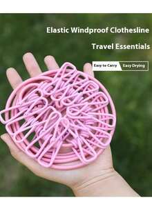 حبل غسيل قابل للسحب من الفولاذ المقاوم للصدأ، قابل للحمل، مقاوم للرياح وغير انزلاقي مع 12 مشبك (للاستخدام الداخلي)