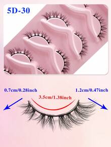 ENCHUW 5 Pairs False Eyelashes Natural Look Cat Eye Lashes Wispy Fake Eyelashes 3D Strip Lashes Thick Eye Lashes Fluffy Eye Lashes Multipack - Black - View 2