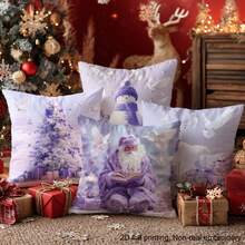 MEMNUN 4 件圣诞老人、圣诞树、驯鹿、雪人礼盒，白色印花涤纶抱枕套 [无枕芯]，17.7 * 17.7 英寸（45 * 45 厘米），[单面印刷] 圣诞快乐靠垫套，圣诞装饰，房间装饰，家居装饰，卧室装饰，沙发、床、客厅、卧室、汽车、办公室、酒店装饰的房间装饰用品，送给家人和朋友的圣诞礼物 - 彩色 - 查看 9
