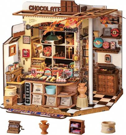 Robotime Kit de casa de muñecas en miniatura ROLIFE, kit de construcción de madera con luces LED, modelo para construir para adultos, decoración del hogar, regalo de cumpleaños para niñas y mujeres.