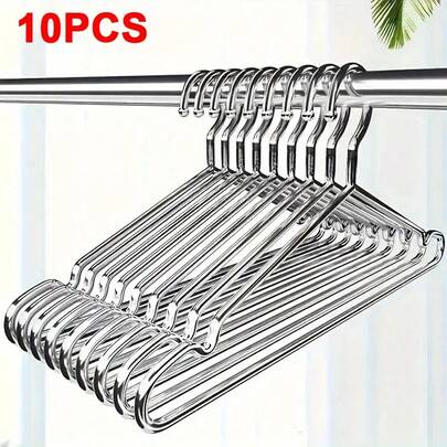 Conjunto de 10 peças de cabide de aço inoxidável adulto conjunto de aço cromado