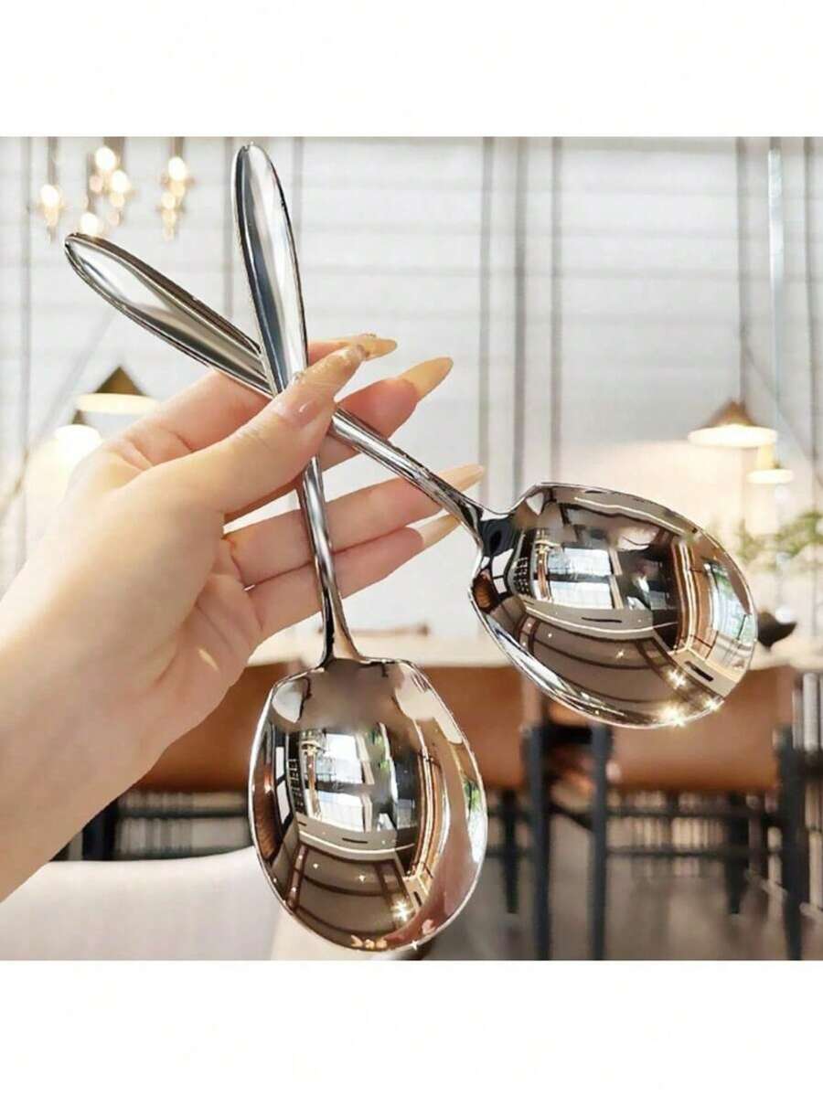 Heavy-Duty Stainless Steel Serving Spoons – 1/2pcs Set With Long Handles – Rust-Resistant And Extra Large – Perfect For Buffets, Parties, Restaurants & Home Cooking – Durable & Stylish Kitchen Utensils For Effortless Meal Prep And Serving - Silver - View 1