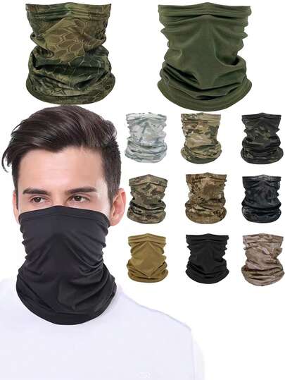 All-Season Tactical Scarf Camouflage Breathable Cycling Hunting Mask, Summer Running, Hiking, Skiing Sports Neck Gaiter, Scarf, Men's New Full-Face Protective Neck Warmer Hat, Windproof Mask, Hiking Scarf, Full-Face Scarf, Skiing, Cycling, Sun Protection, UV Protection Outdoor Headwear, UV Protection Cycling Protective Scarf, Seamless Magic Scarf, Camouflage Neck Gaiter Mask Headwear.
