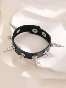 1pc Punk Style Rivet Leather Bracelet, Fashionable Couple Accessory Suitable For Men & Women, Ideal For Holidays, Parties, Daily Wear, Wonderful Gift For Halloween, Christmas, Thanksgiving, Birthday