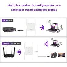 1200Mbps Repetidor de Señal WiF, 2.4G 300Mbps/5G 867Mbps, 4 Antenas, Extensor de Señal WiFi Inalámbrico Universal, Amplificador de Señal WiFi de Enchufe Pared, Repetidores de Red, WiFi Extender - Blanco/1200M - Ver 8