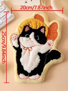 4条/1条可爱猫咪图案手巾，吸水性强，易于清洗，适用于厨房和浴室，创意装饰毛巾，精美家居礼品 - 彩色 - 查看 6