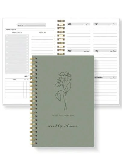 Trees Weekly Planner Notebook Undated Daily Schedule Agenda Spiral Goals Planner With Habit Tracker For Women