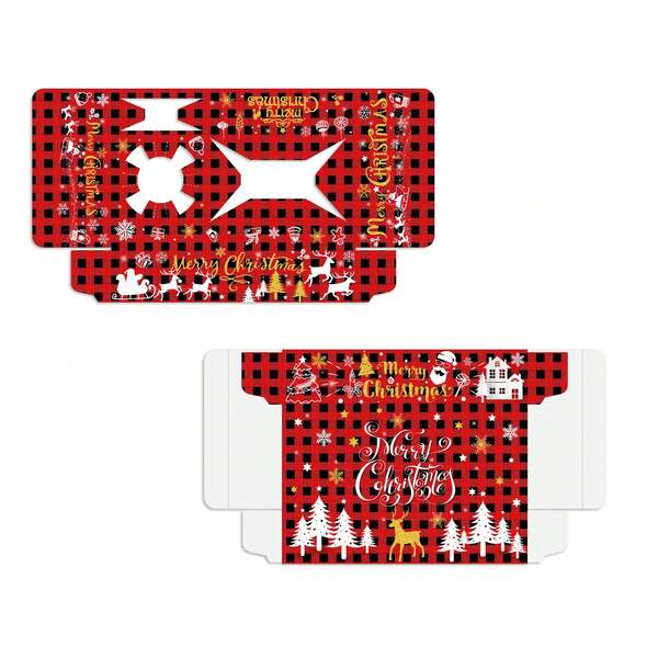 2 pièces Plateaux de fête de Noël, motif à carreaux rouges et noirs, plateaux à collation jetables de haute qualité, décoration pour soirée de films de Noël, convient pour les nachos, le popcorn, les hot-dogs - Fournitures de fête de Noël, applicable pour diverses fêtes et carnavals