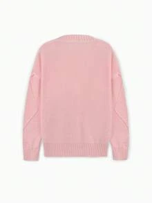 Women's V-Neck Cardigan A Loose-Fit Long-Sleeve Style With Fried Noodle Pattern & Retro Button Design. This Machine-Washable Casual Winter Outerwear Is Suitable For Office And Daily Outfits.