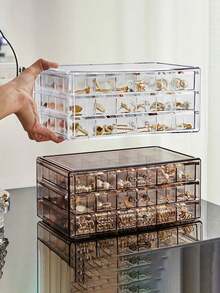 1pc Acrylic Transparent Drawer Style Makeup Jewelry Storage Box, Display Rack. Desktop Organizer For Jewelry, Lipstick, Eyeshadow, Cushion, Skincare Products. Jewelry Display, Stationery Storage For Women Storage Organizer Travel Holiday Essential Fall Decor Autumn Halloween - Transparent color 1 - View 11