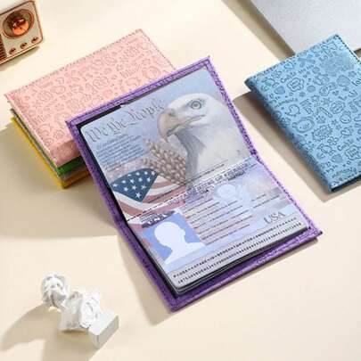 1pc Portable Travel Passport Ticket Document Holder Organizer Pouch Wallet Case ,Travel Essential Bag