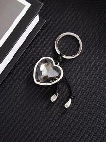 1 Piece Of Minimalist, Casual & Artistic Asymmetrical Heart-Oval Acrylic Drill Wax Thread Water Drop Pendant Keychain - An Exquisite, Elegant Daily Surprise Accessory & Small Gift - White K - View 9