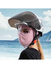 1 pezzo Maschera invernale per il viso completo con visiera anti-appannamento - Copertura antivento staccabile per ciclismo/guida, cinturino regolabile e fodera termica spessa, protezione dal freddo unisex