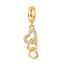 1 件银色闪亮方晶锆石复古金色飞机热气球心形调色板邪眼萤火虫蝴蝶吊坠适合原创手链项链吊坠串珠 DIY 珠宝制作女士女孩日常珠宝配饰 - 金色 - 查看 12