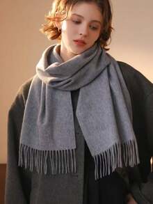 1pc Women's Autumn And Winter New Solid Color Imitation Cashmere Warm Scarf, And Versatile Scarf