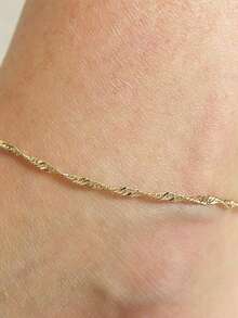 1 Stück Damen Edelstahl Gold Minimalistische Kette Fußkette, vielseitiges geschichtetes Accessoire