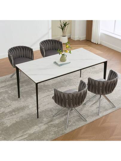 Fluwelen Seats Heavy Metal Frame, 180 Degree Swivel Function, Back, Zachte Luxurious Flexible Between Living Room, Budol Creative Workspace (Set Of 2) view 2